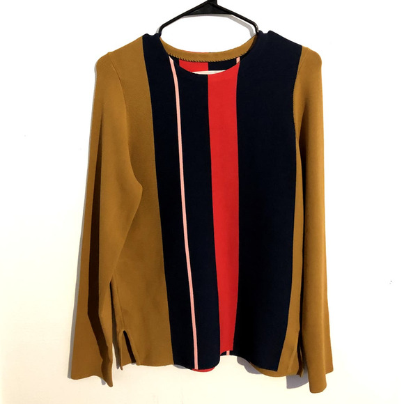 Apiece Apart Colorblock Striped Knit Long Sleeve Sweater Medium - Picture 2 of 8